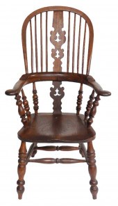 ENGLISH WINDSOR ARMCHAIR, 19TH