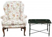 ENGLISH WINGBACK ARMCHAIR AND
