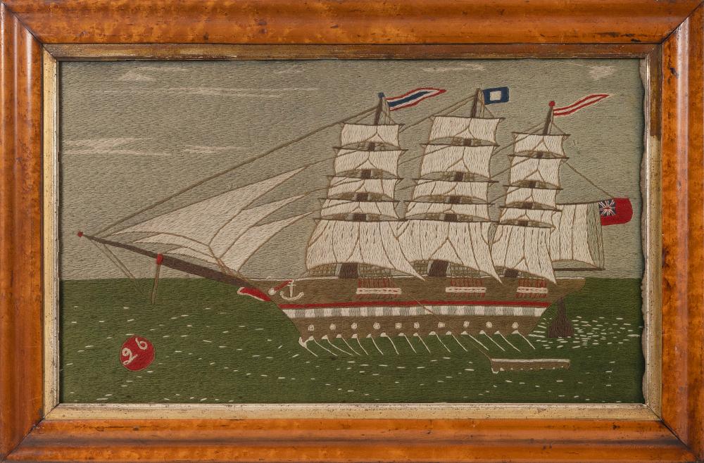 ENGLISH WOOLWORK PICTURE OF A