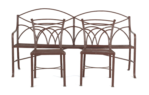 English wrought iron garden bench