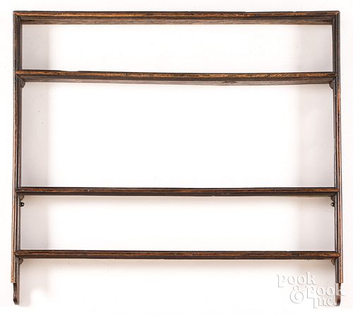 ENGLISH YEWWOOD HANGING SHELF, 18TH
