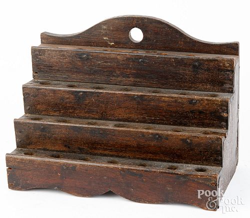 ENGLISH YEWWOOD HANGING SPOON RACK,