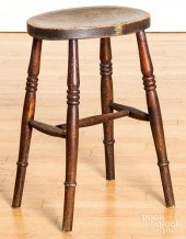 ENGLISH YEWWOOD STOOL, 19TH C.