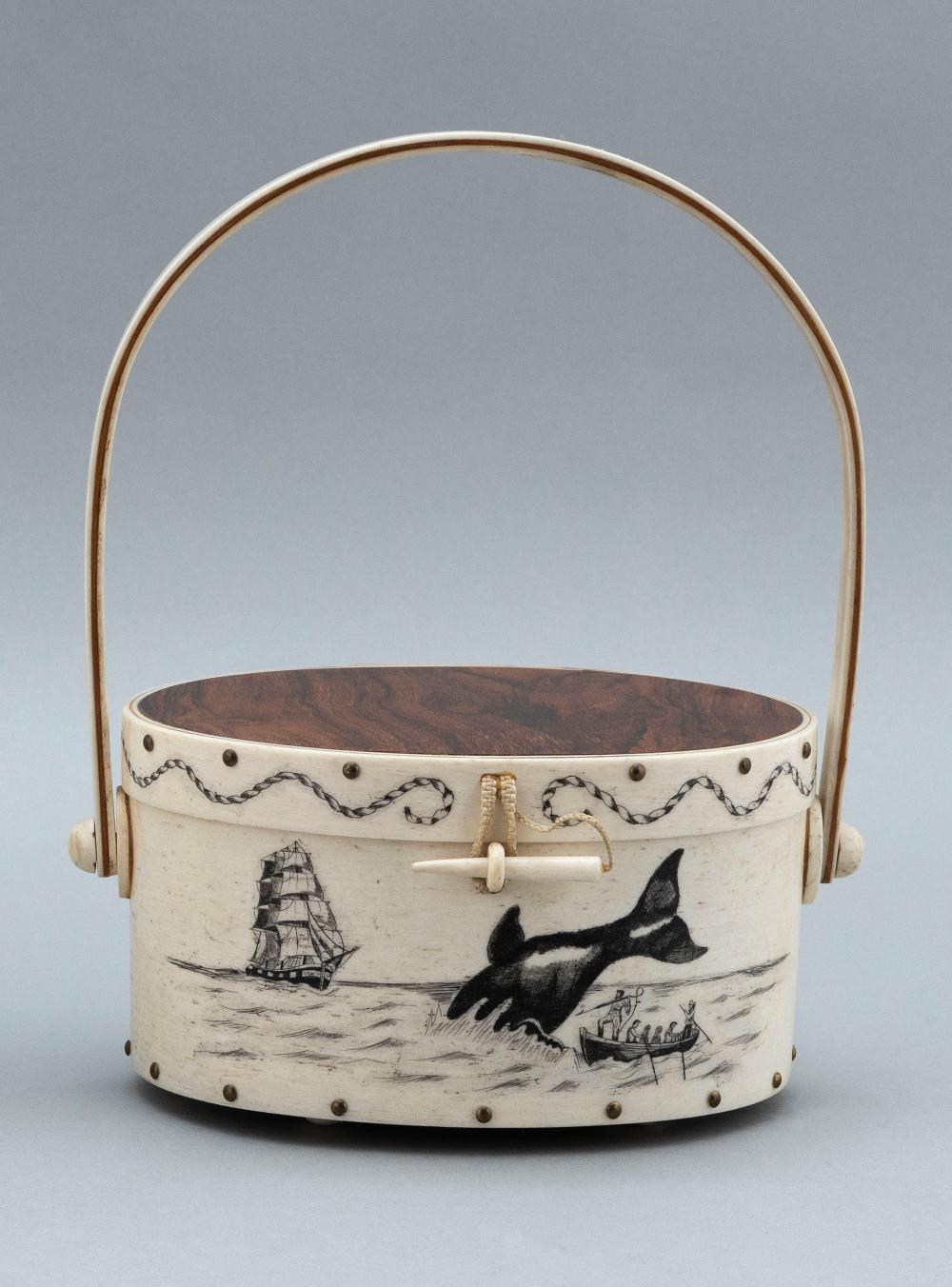 * ENGRAVED BONE BASKET PURSE 20TH