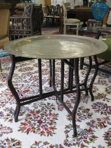 Engraved Brass Round Tray on