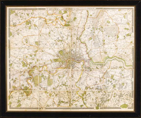 Engraved Cary's Map of the Twelve