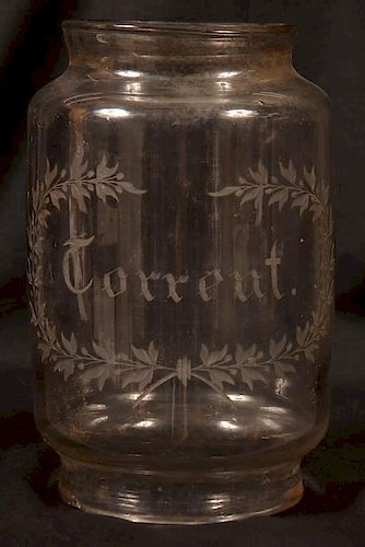 ENGRAVED CLEAR GLASS LANTERN