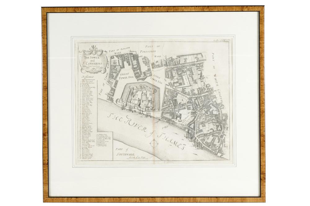 ENGRAVED MAP OF LONDONThe Tower and