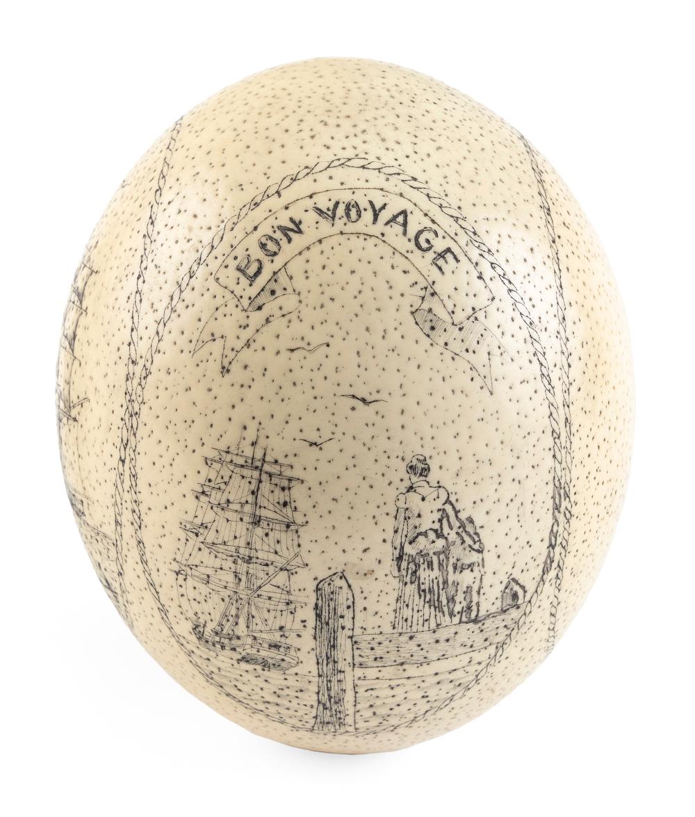 ENGRAVED OSTRICH EGG 20TH CENTURY