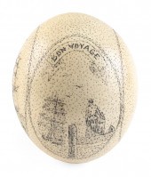 ENGRAVED OSTRICH EGG 20TH CENT