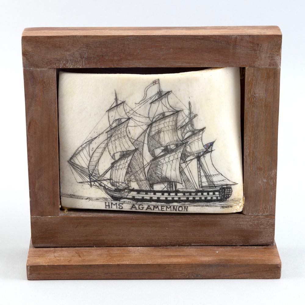 * ENGRAVED PIECE OF PANBONE BY J.R.