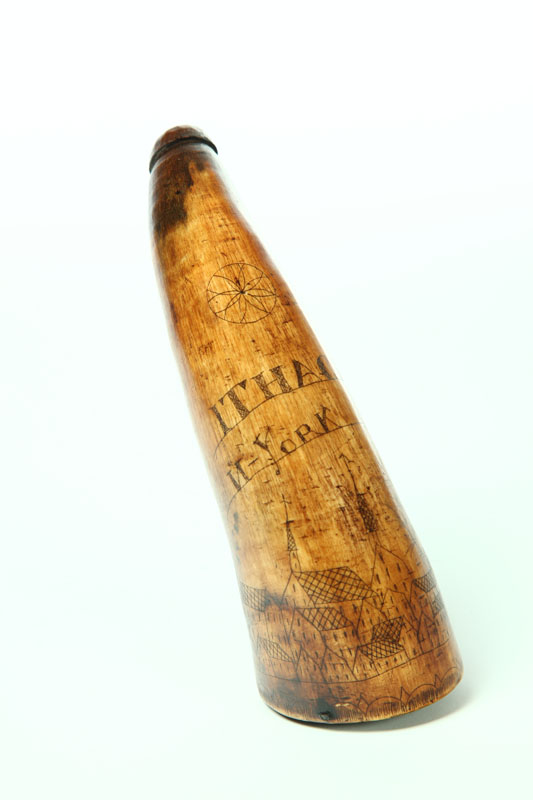 ENGRAVED POWDER HORN.  American 