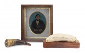 ENGRAVED POWDER HORN AND WHALE