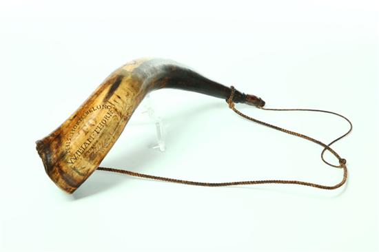 ENGRAVED POWDER HORN.  England or