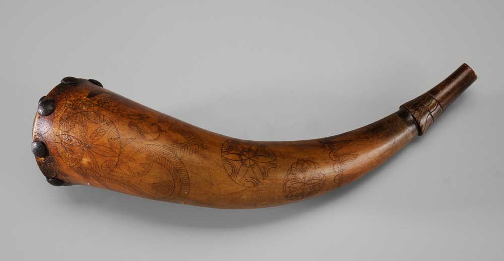 Engraved Powder Horn probably