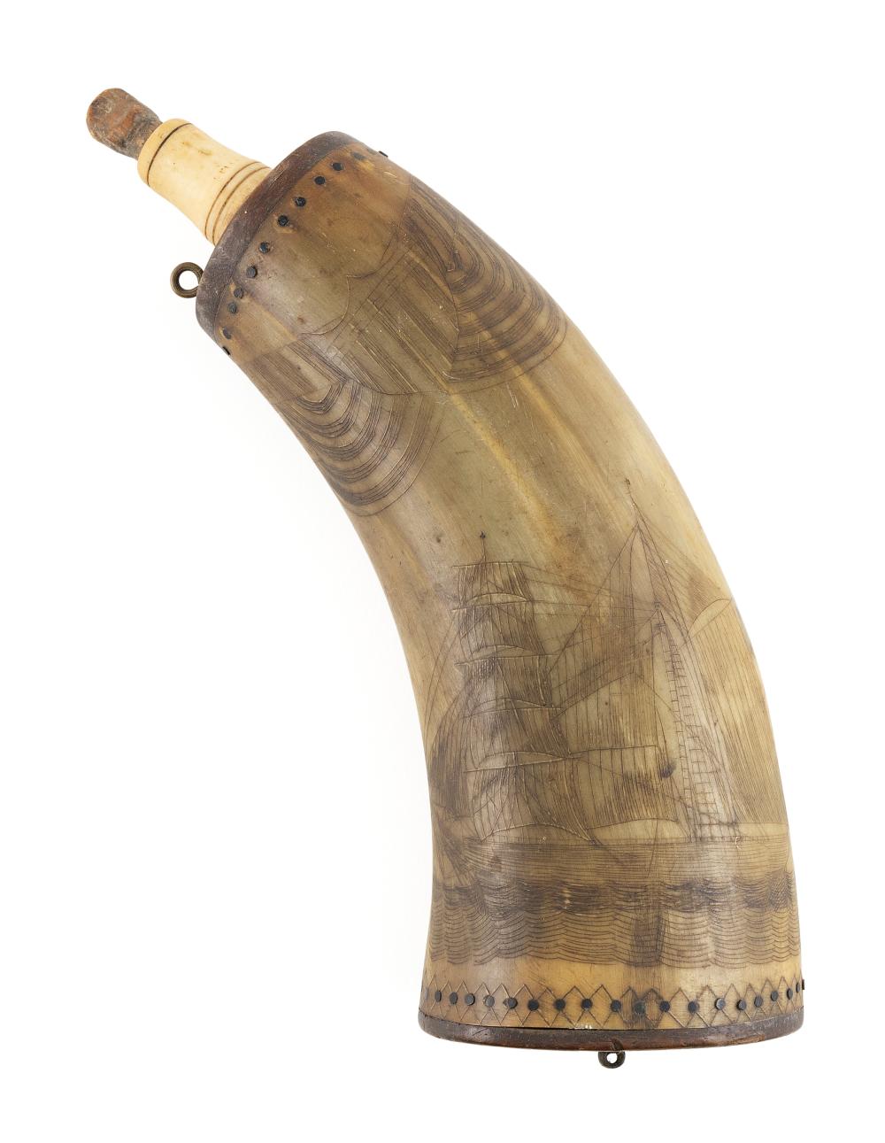 ENGRAVED POWDERHORN FIRST HALF OF