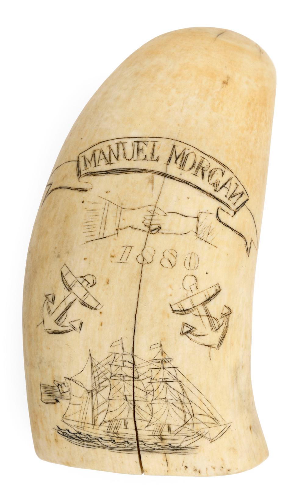 * ENGRAVED WHALE'S TOOTH 20TH