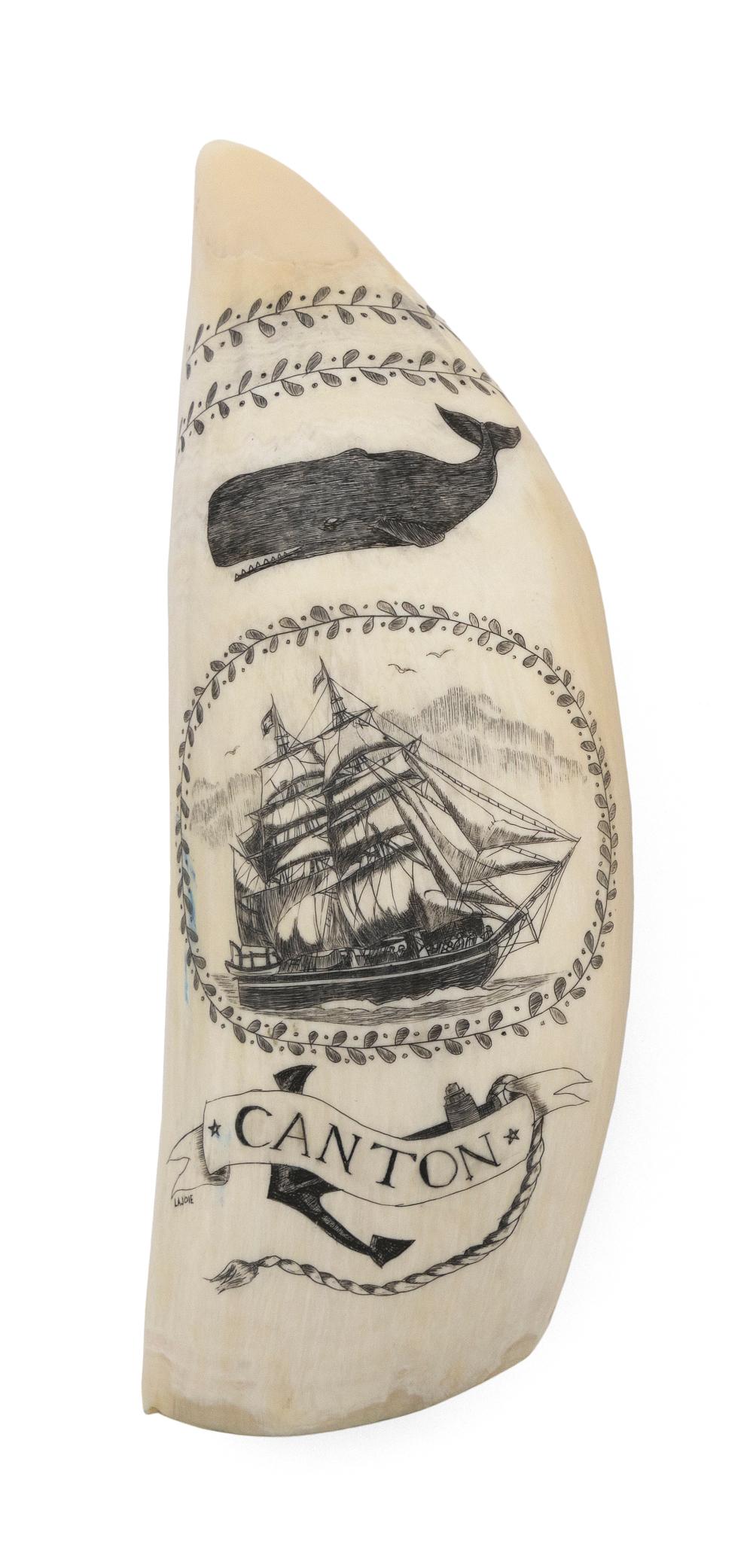 * ENGRAVED WHALE'S TOOTH BY PETER