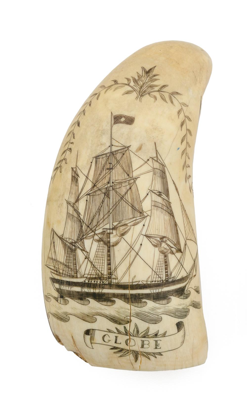* ENGRAVED WHALE'S TOOTH BY