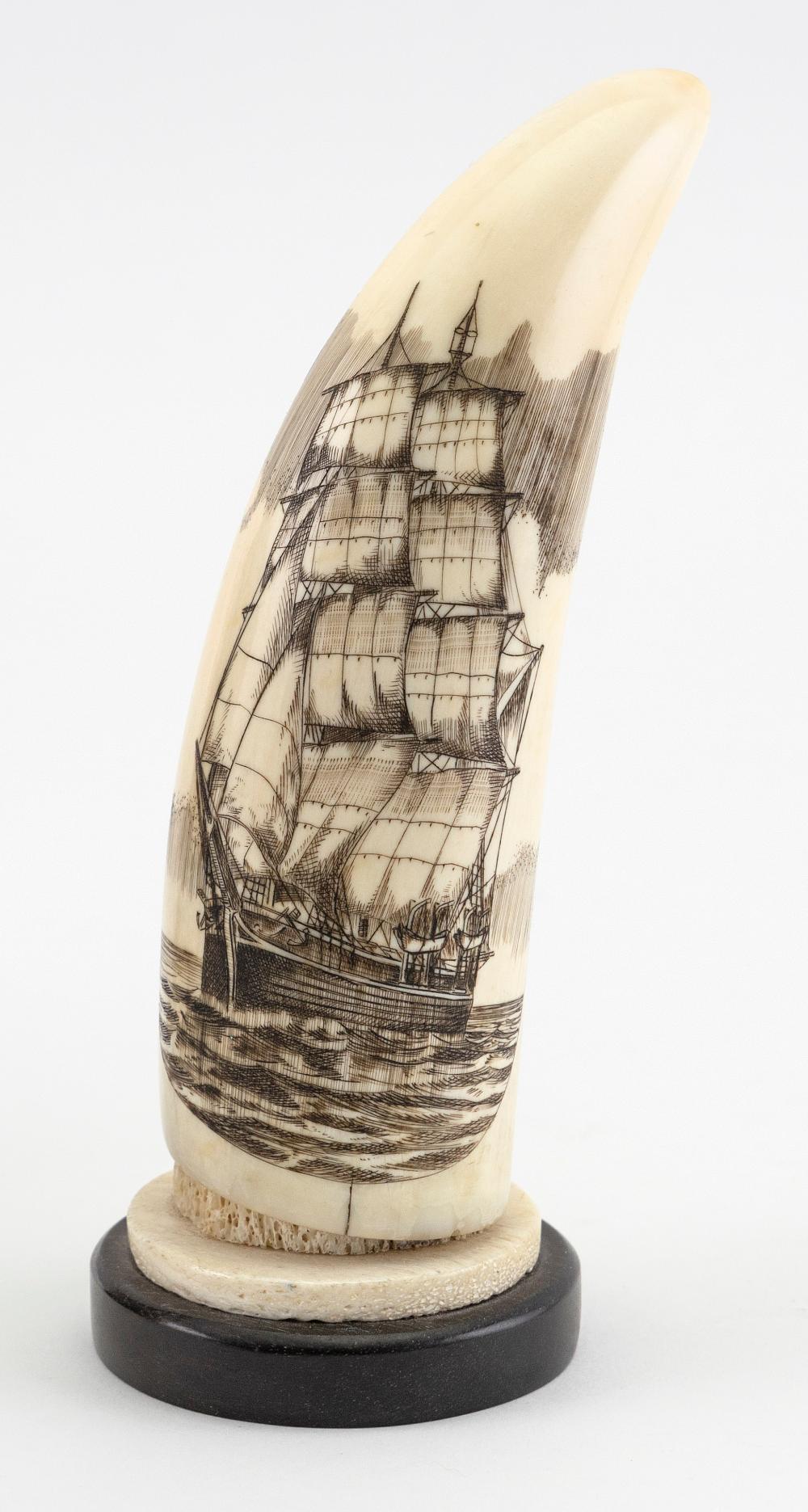 * ENGRAVED WHALE'S TOOTH BY MICHAEL