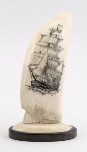 * ENGRAVED WHALE'S TOOTH DEPIC