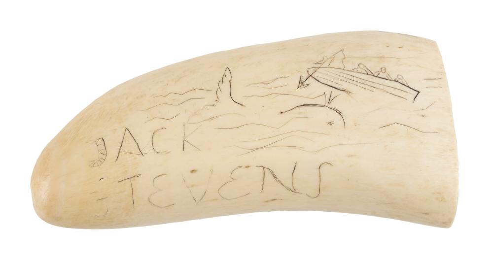 * ENGRAVED WHALE'S TOOTH WITH