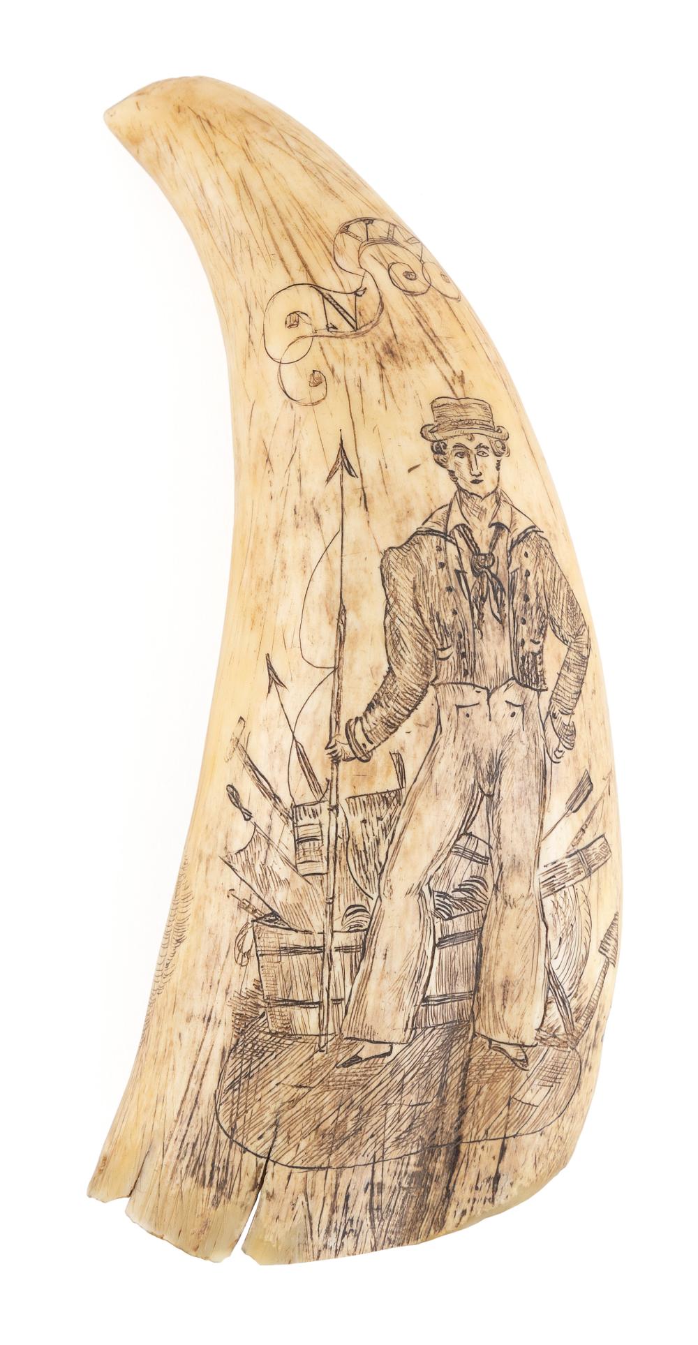 * ENGRAVED WHALE'S TOOTH WITH