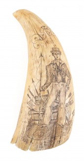* ENGRAVED WHALE'S TOOTH WITH