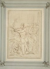 ENGRAVING- Classical figure at
