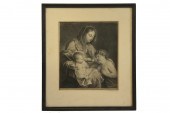 ENGRAVING - Mary with baby Jes