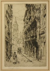 ENGRAVING - Street scene penci