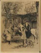 ENGRAVING - Titled 'L'Abreuvoi