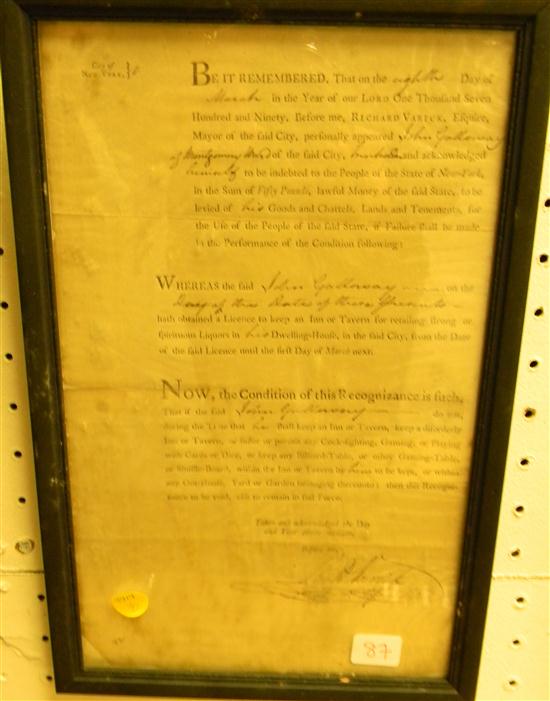 EPHEMERA: 18th C. document