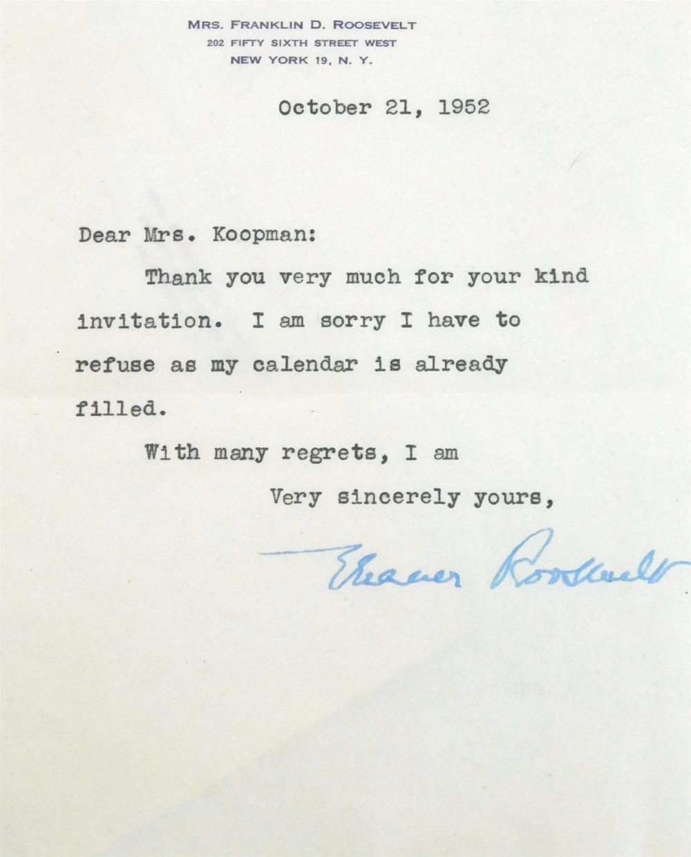 EPHEMERA: ELEANOR ROOSEVELT