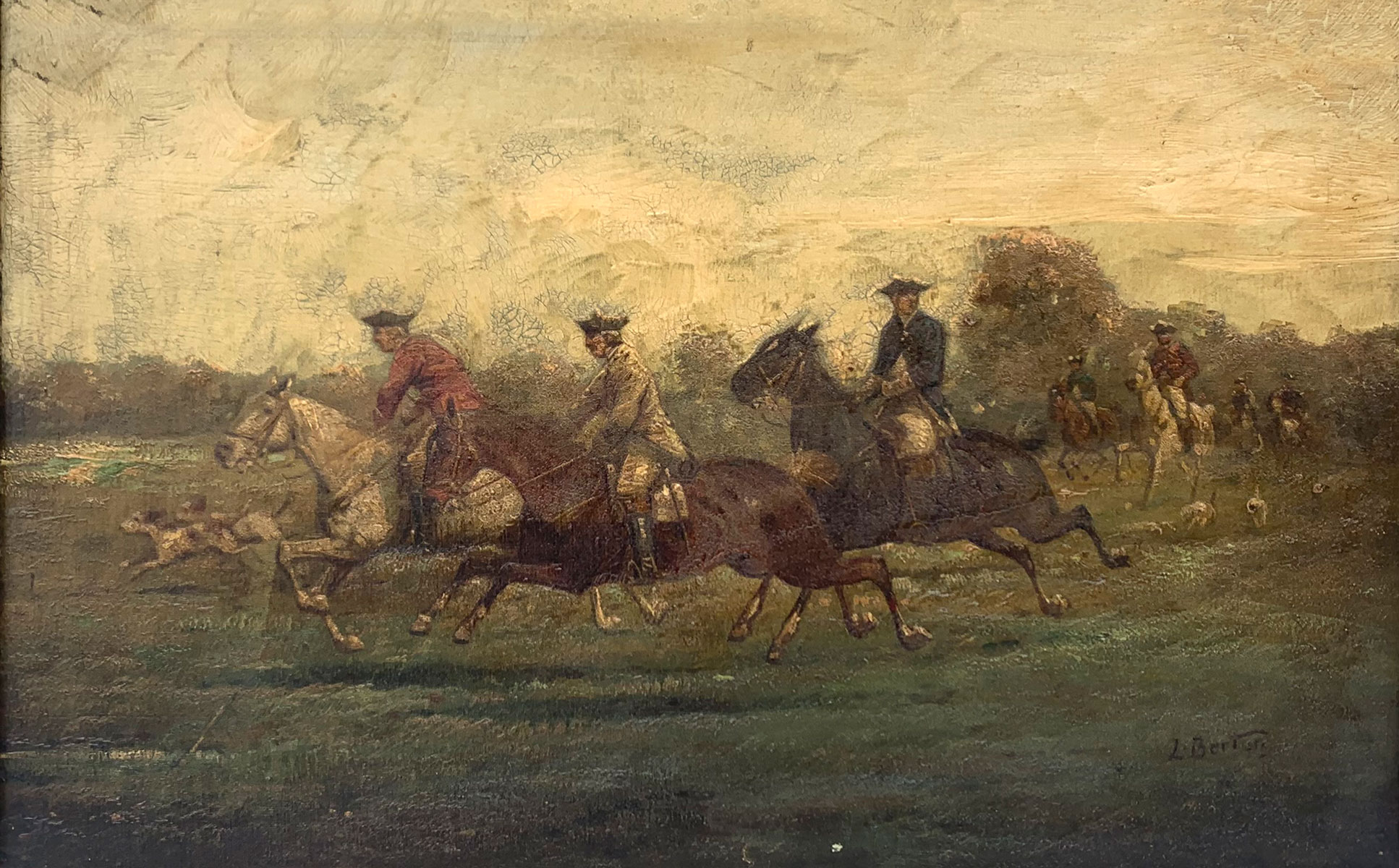 EQUESTRIAN HUNT PAINTING SIGNED L