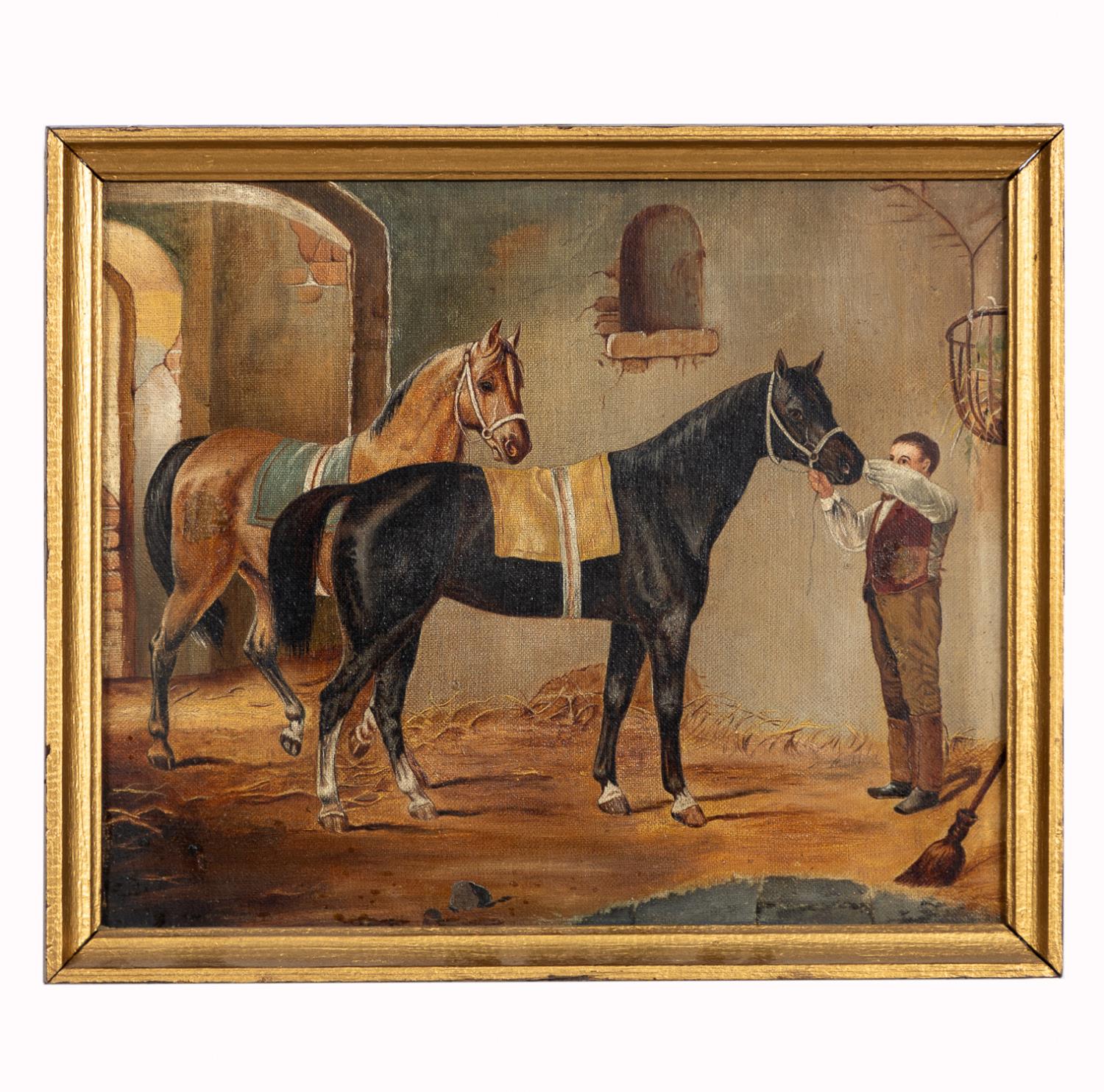 EQUESTRIAN PAINTING, HORSES &