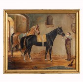 EQUESTRIAN PAINTING, HORSES &