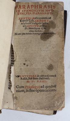 Erasmus, Desiderius. Paraphrasis in