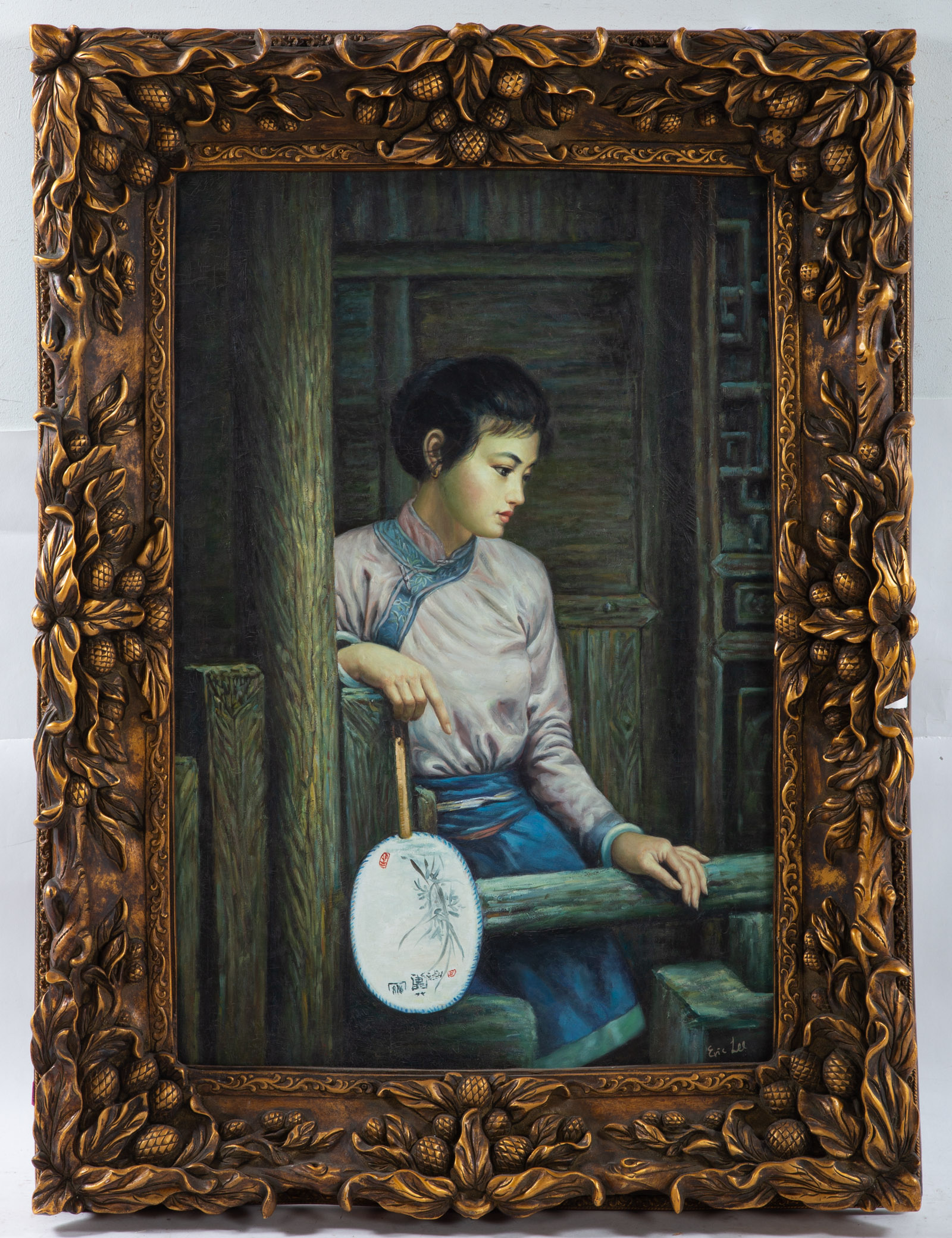 ERIC LEE. PENSIVE GIRL WITH FAN,