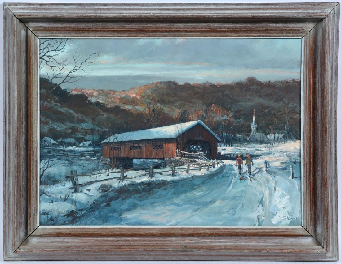 ERIC SLOANE, OIL ON MASONITE,