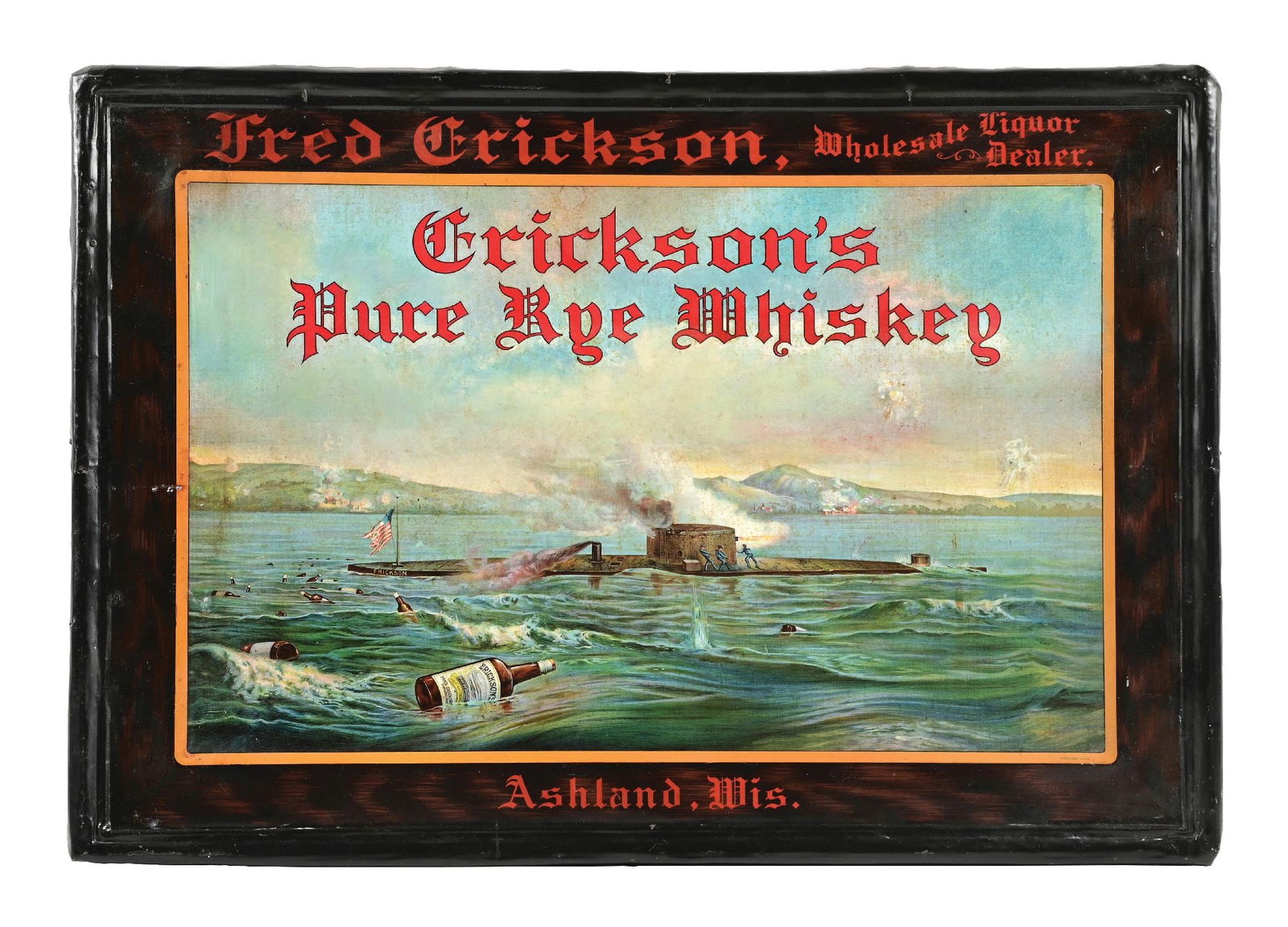 ERICKSON'S PURE AGE WHISKEY SIGN W/
