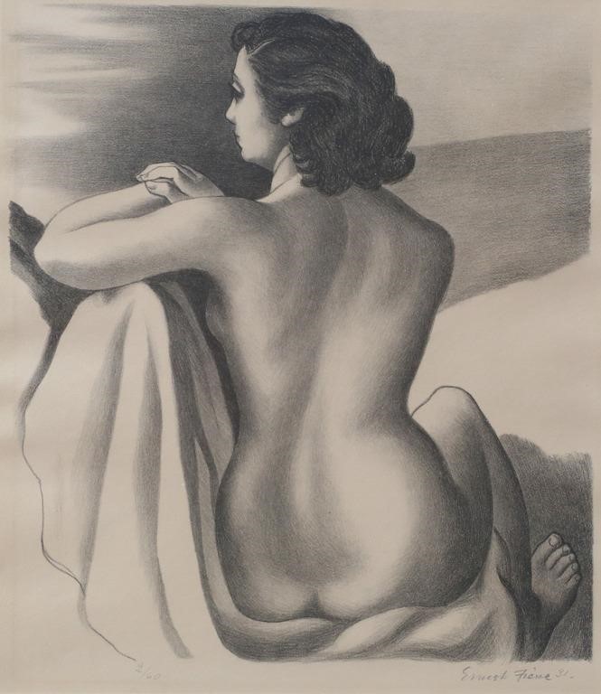 ERNEST FIENE LITHOGRAPH SEATED