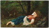 ERNEST FIENE OIL ON WOOD PANEL