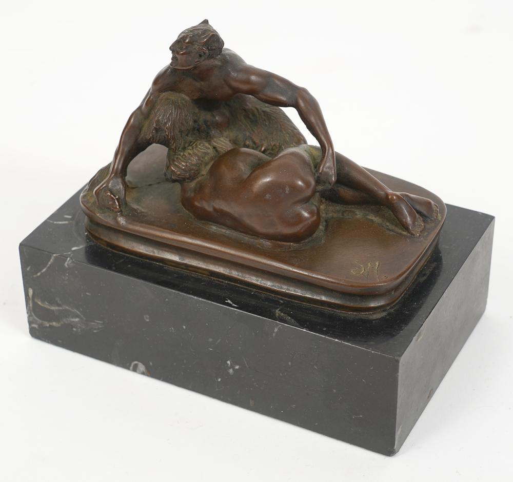 EROTIC BRONZE FIGURINE ON BLACK