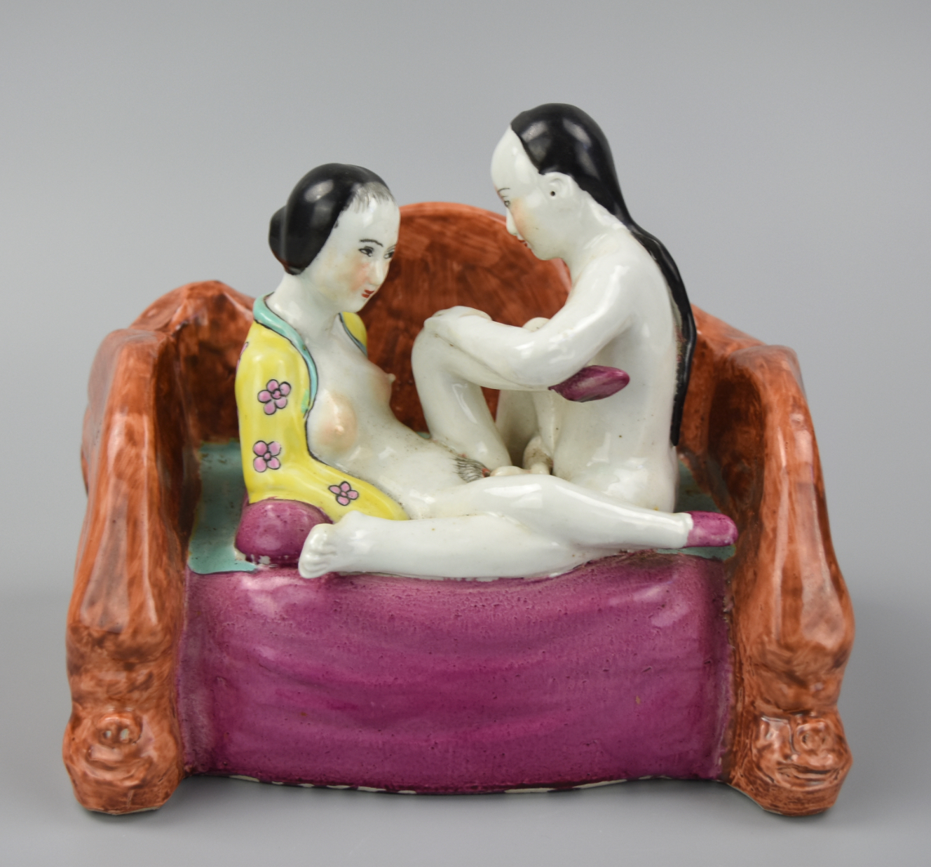 EROTIC CHINESE FAMILLE ROSE FIGURES