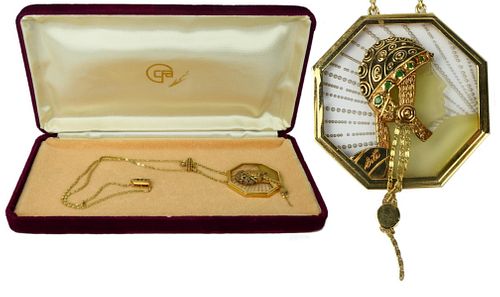 ERTE 14K GOLD ROCK CRYSTAL W/