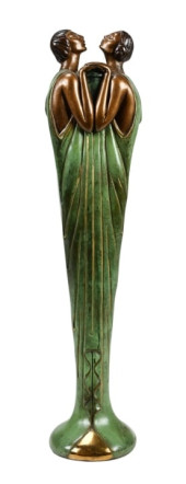 ERTE BRONZE 2-TONE VASE SIGNED