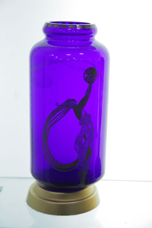 ERTE FIREFLIES VASE. Colbalt blue