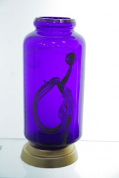 ERTE FIREFLIES VASE. Colbalt b