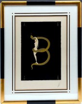 ERTE FRAMED LETTER "B" FROM AL